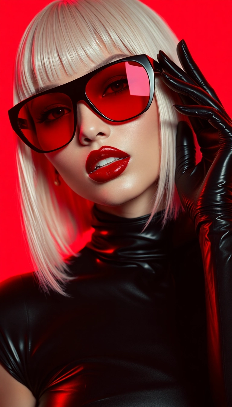 Free AI Y2K Woman Fashion Model in Black and Red iPhone Professional Wallpaper